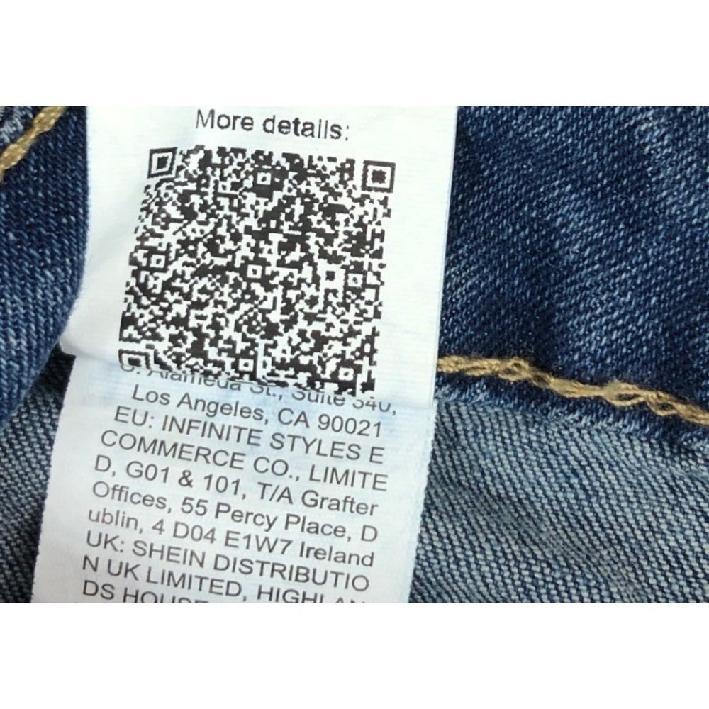 Shein Womens Petite L Dark Wash Denim Cargo Flare Jeans Buckle Strap Blue Retro - Picture 5 of 11